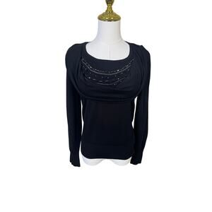 Apt 9 Cowl Neck Black Long Sleeve Pullover Sweater Top US Womens L